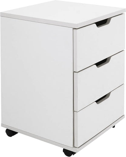 Farini 3-Drawer Vertical Filing Cabinet Rolling Wood Mobile File Cabinets Under Desk for Home Office with Casters，White,Fully-Assembled