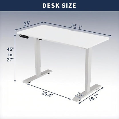 55 Inch Computer Desk, Large Office Desk for Home Office, Modern Writing Table with Sturdy Metal Frame