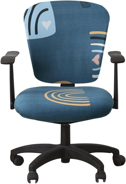 Jinzio Computer Office Chair Cover - Split Protective & Stretchable Cloth Polyester Universal Desk Task Chair Chair Covers Stretch Rotating Chair Slipcover (Indigo2)