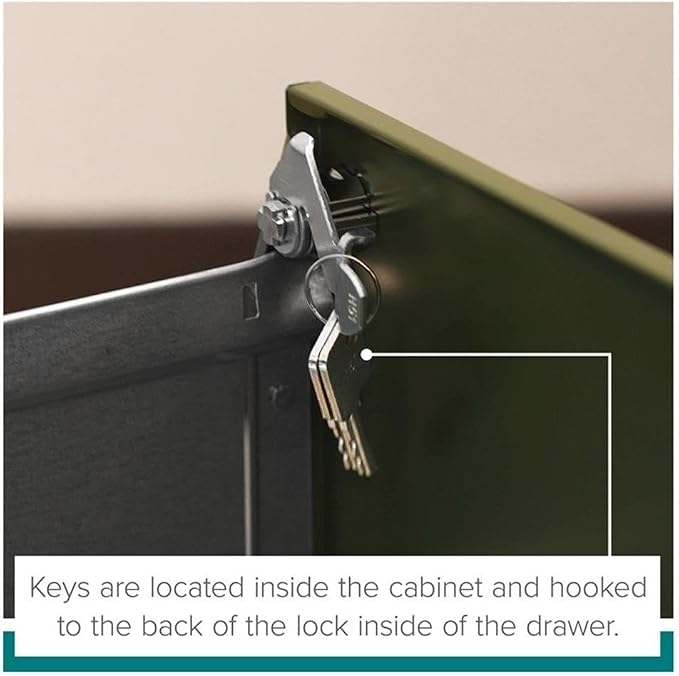 Pemberly Row 2-Drawer Mobile Metal Filing Cabinet, 18" D, White/Navy Finish, Locking Drawers with Glide Suspension, Letter-Size File Storage, Compact Vertical Design for Home or Office