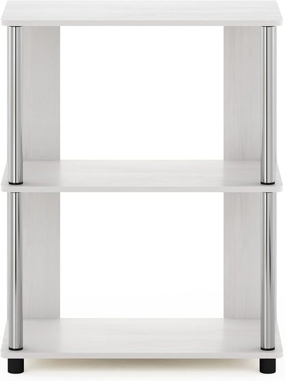 Furinno Jaya Simple Design 3-Tier Bookcase / Bookshelf / Display Rack with Stainless Steel Tubes, White Oak