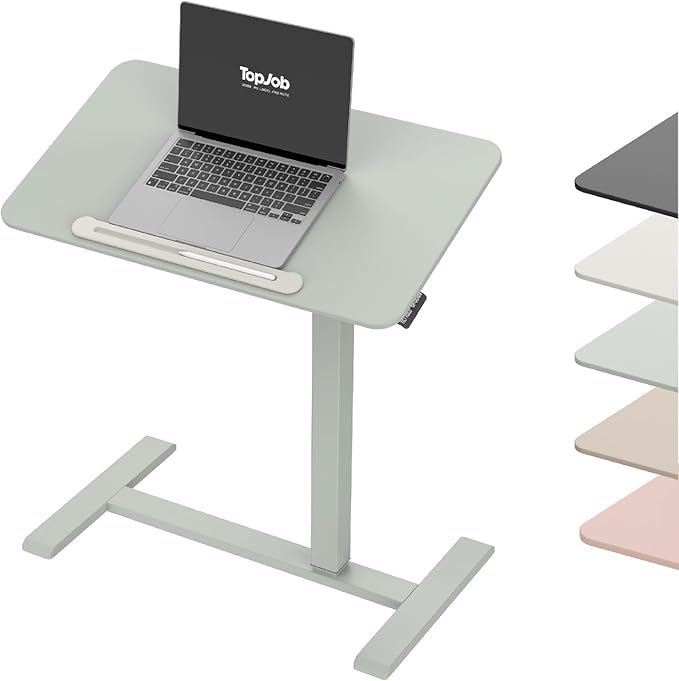TopJob AnyDesk Nest Pro Sit Standing Desk, Portable Folding Stand Desk with Hidden Wheels, Computer Workstations, Home Use, Couch Side Table, Bedside Table, Kitchen Prep Table, Cordless (Mint)