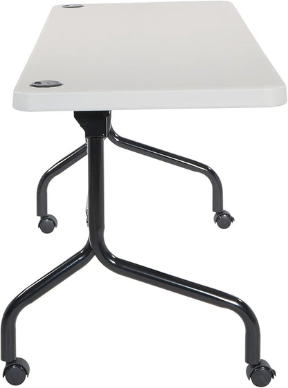 Office Star Resin Multipurpose Flip Training Table with Locking Casters for Home and Office, 5 Feet