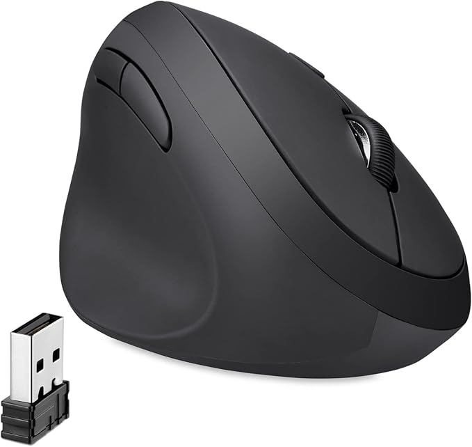 Perixx Perimice-719L, Left Handed Wireless Vertical Mouse, Portable Size for Laptops Computer, 3 Level DPI (Pack of 2)