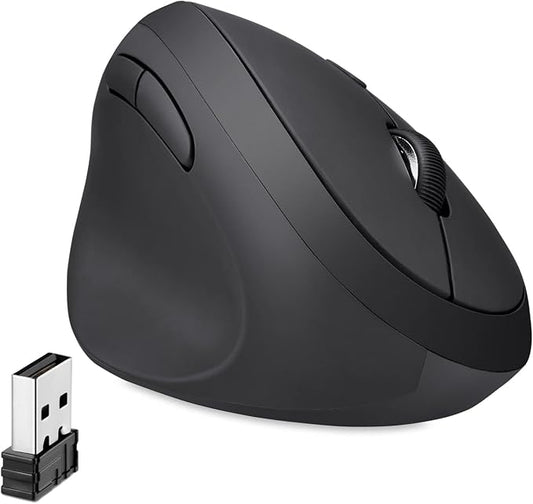 Perixx Perimice-719L, Left Handed Wireless Vertical Mouse, Portable Size for Laptops Computer, 3 Level DPI (Pack of 2)