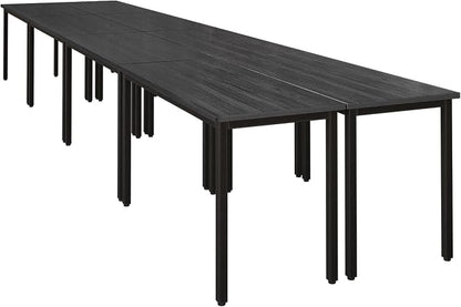 Bonzy Home Conference Tables 16ft Office Computer Desk for Meeting Room Study Writing Printer Table Meeting Seminar Table for 20 People Modern Black 8PCS (188.8"x47.2"x29.5", Black)