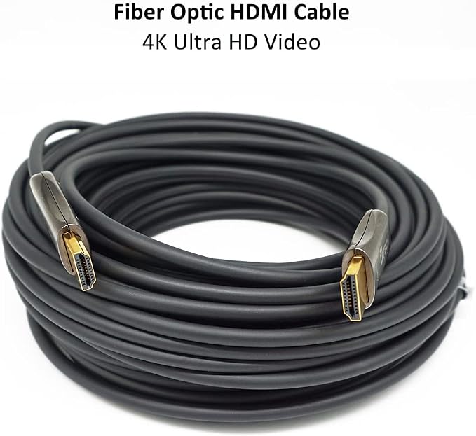 DTECH 328 Feet Fiber Optic HDMI Cable 4K 60Hz Slim Extra Long HDMI Cord HDCP 2.2 UHD 18Gbps in Wall Installation for Monitor Projector Ultra HD Gaming (100m, Black)