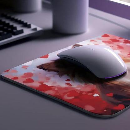 Shetland Sheepdog Mouse Pad Dog with Red Hearts Pattern Non-Slip Rubber Mouse Pad Puppy in Love Mouse Pad for Home Office Work Desk Computer Desktop Laptop for Dog Lovers