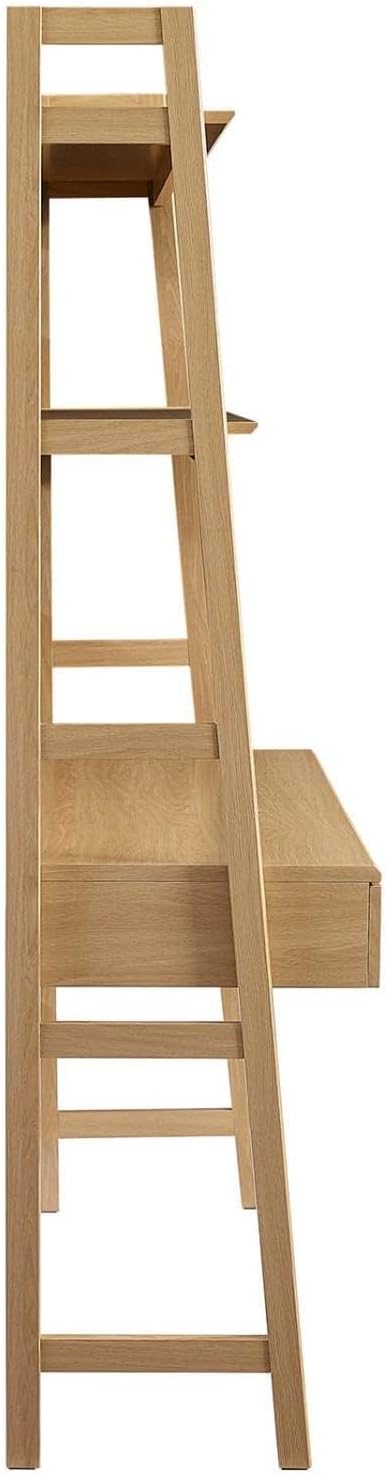 Modway Bixby Home Office Desk with Bookshelf in Oak 18.5 x 49 x 71