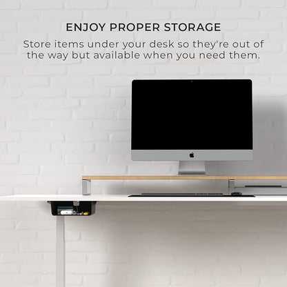HumanCentric Under Desk Storage Shelf, Drawer Organizer for Office, Workstations, Tables, Sit Stand Desks, Gaming Setups, Mountable Storage Tray, Cable Management, Screw or Stick On, 2 Pack