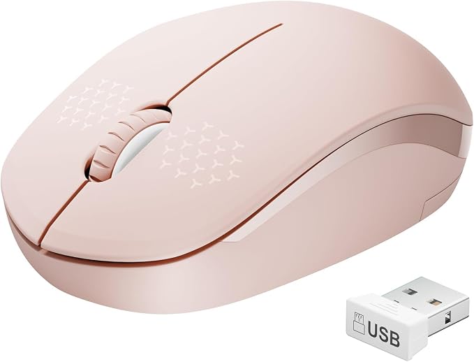seenda Wireless Mouse for Laptop, 2.4G Noiseless Mouse with USB Receiver - Optical Tracking Portable Computer Mice for Chromebook, PC, Tablet, Windows System, 24 Months Battery Life - Pink