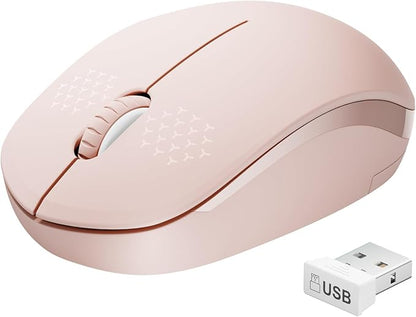 seenda Wireless Mouse for Laptop, 2.4G Noiseless Mouse with USB Receiver - Optical Tracking Portable Computer Mice for Chromebook, PC, Tablet, Windows System, 24 Months Battery Life - Pink