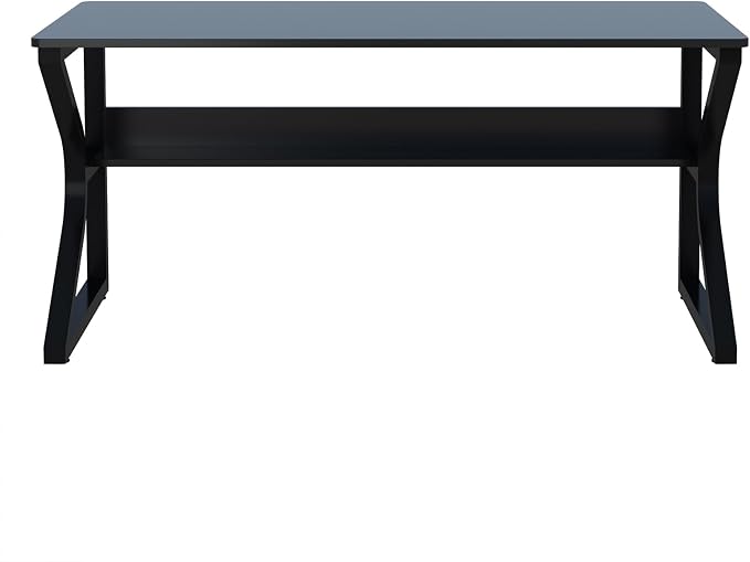 OSCHF Office Desk with Storage Shelf - 47.3" Long Writing Table for Single-Person Workstation, Modern Study Gaming Computer Desk, Black