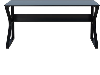 OSCHF Office Desk with Storage Shelf - 47.3" Long Writing Table for Single-Person Workstation, Modern Study Gaming Computer Desk, Black