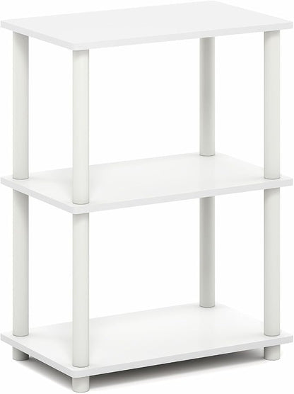 Furinno Turn-N-Tube Storage Shelves, 3-Tier Book Shelf, Corner Shelf, Toolless Open Shelves, for Organization and Storage, Living Room, Garage, Home Office, White