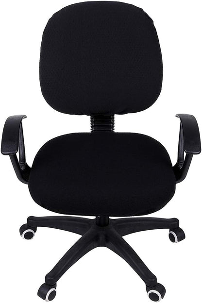 Smiry Stretch Jacquard Office Computer Chair Covers, Removable Washable Universal Desk Rotating Chair Slipcovers Protector, Seat + Backrest Cover, Black