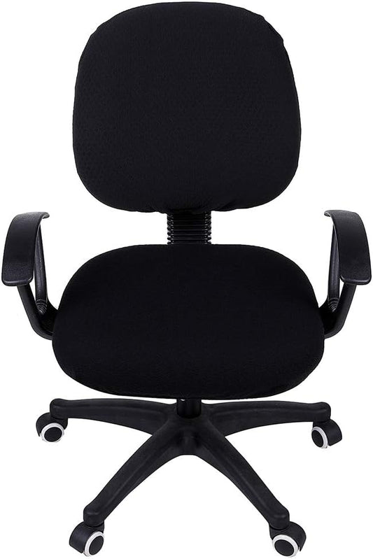 Smiry Stretch Jacquard Office Computer Chair Covers, Removable Washable Universal Desk Rotating Chair Slipcovers Protector, Seat + Backrest Cover, Black