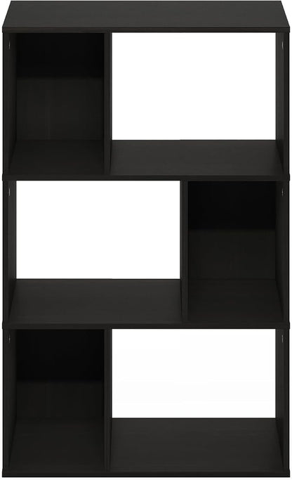 Furinno DALY Book Shelf, 6-Cube Bookshelf, Cube Storage Organizer Bookcase with Irregular Compartments, 11.7 x 23.6 x 36.8, for Living Room, Bedroom, Home Office, Espresso