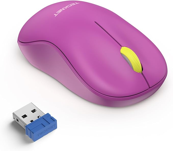 TECKNET Wireless Mouse for Laptop, 2.4G Silent Computer Mouse Quiet Click with 5 DPI Levels,Contoured Grip,Small Portable 30 Months Battery Cordless Mice for PC, Chromebook, Mac - Rose red