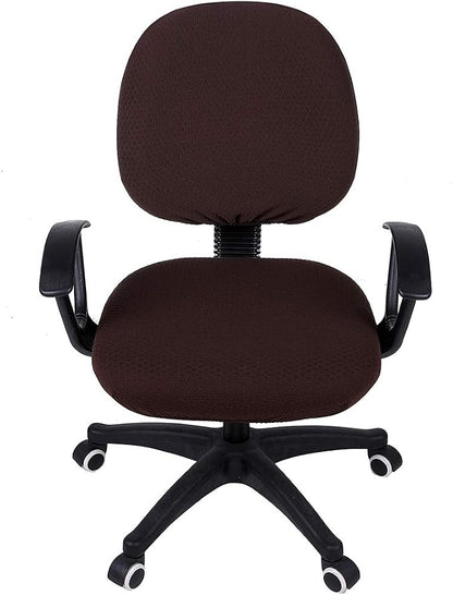 Smiry Stretch Jacquard Office Computer Chair Covers, Removable Washable Universal Desk Rotating Chair Slipcovers Protector, Seat + Backrest Cover, Chocolate