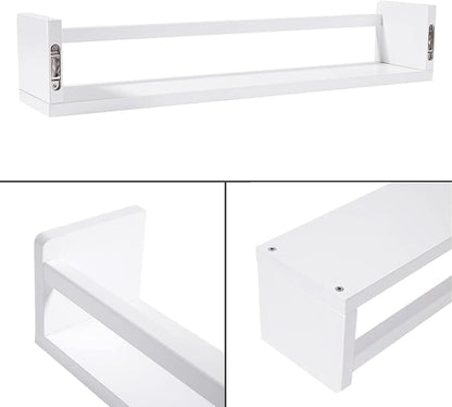 AZSKY Nursery Bookshelves White, 24 Inch Floating Bookshelves for Wall Set of 3, Baby Kids Room Decor, Solid Wood Wall Mounted Shelves for Books Storage