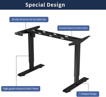 55 Inch Computer Desk, Large Office Desk for Home Office, Modern Writing Table with Sturdy Metal Frame