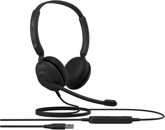 Jabra Evolve 10 Wired Headset with Noise-Cancelling Microphone for PC/Laptop Use, Easy USB-A Setup, TCO Certified, Lightweight Design, Inline Call/Volume Controls for Online Meetings, Black