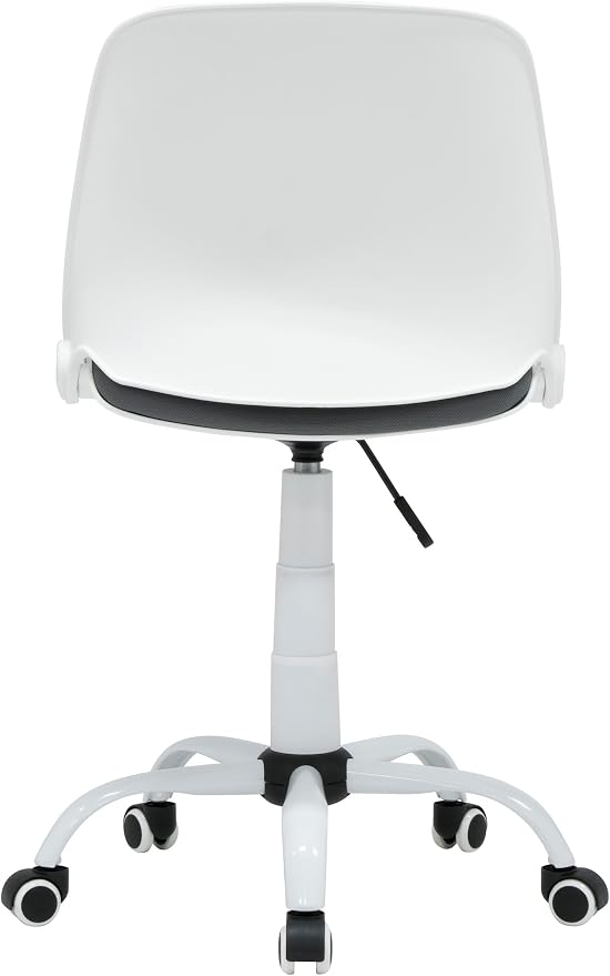 Studio Designs Contoured Folding Swivel Task Chair – Ergonomic Desk Chair with Adjustable Height, Folding Back for Compact Storage, Padded Seat – White