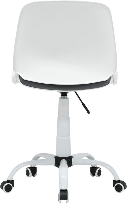 Studio Designs Contoured Folding Swivel Task Chair – Ergonomic Desk Chair with Adjustable Height, Folding Back for Compact Storage, Padded Seat – White