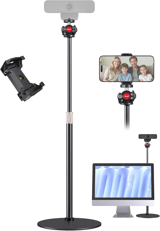 Webcam Stand for Desk, Raise Height Desktop Stand with Adjustment for Logitech Webcam C920 C922 BRIO, 360°Rotatable Ballhead Desktop Tripod for Live Streaming/Video Calling with 1/4" Thread