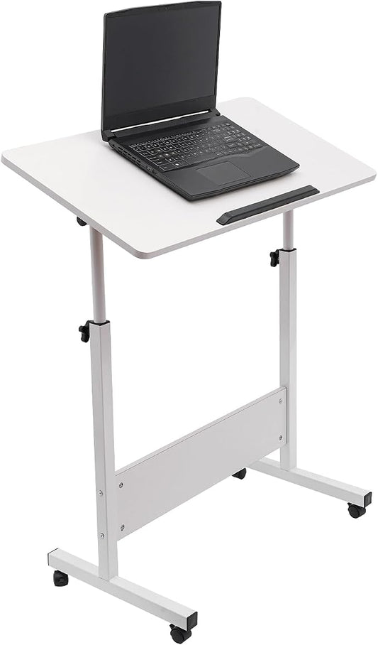 Small Mobile Standing Desk, 31" L×16" W Mobile Office Table, Rolling Laptop Table with 180° Flip, 32-47in Adjustable Height Desk for Small Spaces Home Offices