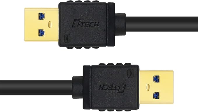 DTECH USB Type A 3.0 Cable 6 ft Male to Male High Speed Data Cord in Black