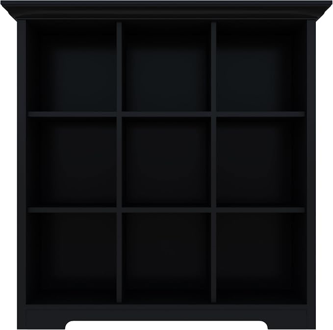 OSCHF Cube Storage Bookcase with Base - Wooden 3 Tiers Floor Standing Open Shelf Cabinet for Home and Office, 9-Cube Lattice Bookshelf, Black