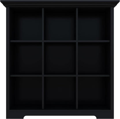 OSCHF Cube Storage Bookcase with Base - Wooden 3 Tiers Floor Standing Open Shelf Cabinet for Home and Office, 9-Cube Lattice Bookshelf, Black