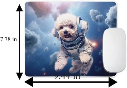 Mouse Pad Poodle Astronaut Dog in Space Mouse Pad Puppy floating in Space for Home Office Work Desk Computer Desktop Laptop for Dog Lovers