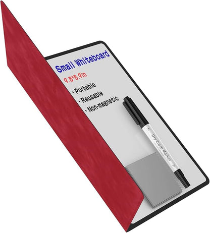 Mehaving Portable Small White Board Dry Erase Board, Reusable 9.5 * 6.6in Notebook Memo, Office Home Supplies Desk Accessories MH760 (Red)