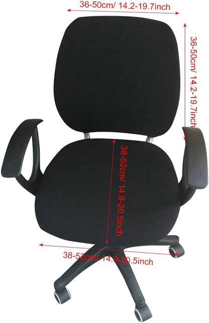MIFXIN Computer Office Chair Cover 2 Piece Stretch Elastic Slipcovers Furniture Protector for Rotating Computer Chairs, Only Backrest Cover & Seat Cover, NO Chair (Red)