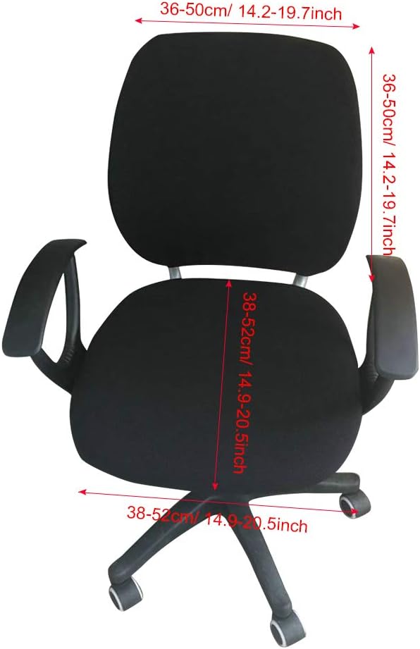 MIFXIN Office Chair Cover Stretch Elastic Polyester Slipcover 2 Piece Stretchy Desk Chair Seat Cover Protector for Home Office Rotating Computer Chair, Only Covers, NO Chair (Coffee)