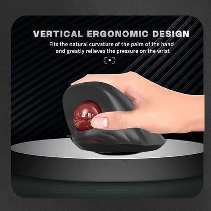 JOMAA Wired Trackball Mouse – 6-Button Ergonomic Design with CPI Switch (400/800/1200/1600), Red LED Indicator, 250Hz Polling Rate, Plug & Play, for PC, Laptop, Desktop (Red)