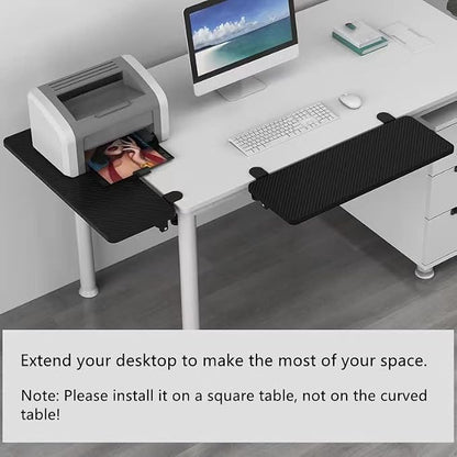 Desk Extender 21.65"x9.45" Arm Support Collapsible Ergonomics Computer Table Extension Keyboard Tray for Square Tabletop - Carbon Fiber