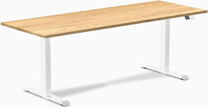Desky Dual Hardwood Sit Stand Desk - 80x30 Electric Standing Desk - Dual Motor, 3 Stage Adjustable Height Desk - Solid Wood Standing Desk - Whole-Piece Top in White Oak Wood
