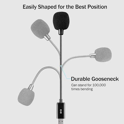 Mini USB Microphone for Laptop and Desktop Computer, with Gooseneck & Universal USB Sound Card, Compatible with PC and Mac, Plug & Play, Ideal Condenser Mic for Remote Work, Online Class | Universal USB Sound Card, Plug & Play, Flexible Gooseneck, Idea...
