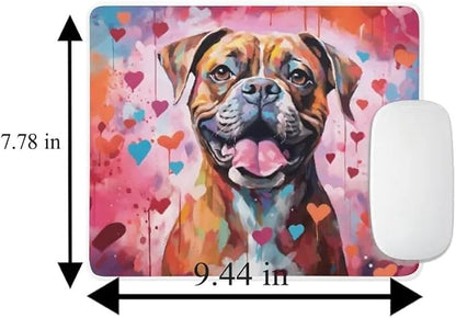 Boxer Mouse Pad Dog with Red Hearts Pattern Non-Slip Rubber Mouse Pad Puppy in Love Mouse Pad for Home Office Work Desk Computer Desktop Laptop for Dog Lovers