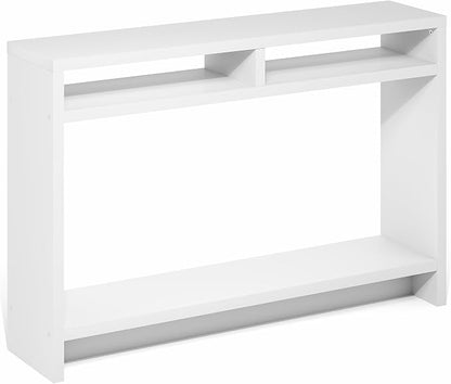 Furinno Viola Entryway Table, 3-Tier Narrow Console Table with Extra Thick Frame and Storage Shelf, 47.2" Wide Sofa Table, for Living Room, Home Office, Entryway, White