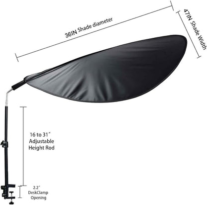 Office Cubicle Desk Shade Anti-Glare Cover Light Sensitive Professionals Cubicle Light Blocker for Workspaces Desk Canopy 39" Sector Shading Light Shade with Clamp(Black)