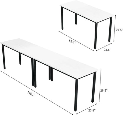 Bonzy Home Conference Tables 9ft Office Computer Desk for Meeting Room Study Writing Printer Podcast Table for 4-8 People Modern White 2PCS 110.2"x23.6"x29.5"