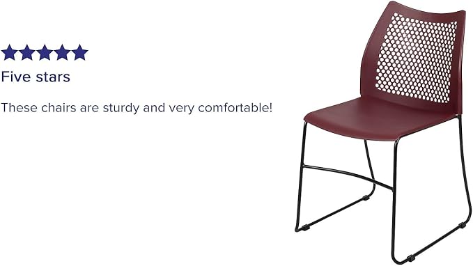 Flash Furniture HERCULES Series 5 Pack 661 lb. Capacity Burgundy Stack Chair with Air-Vent Back and Black Powder Coated Sled Base
