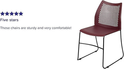 Flash Furniture HERCULES Series 5 Pack 661 lb. Capacity Burgundy Stack Chair with Air-Vent Back and Black Powder Coated Sled Base