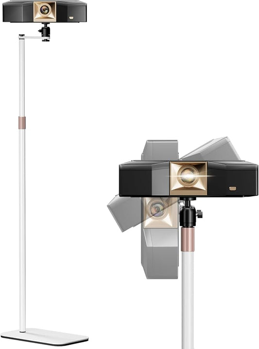 PUTORSEN Universal Projector Stand – Height Adjustable & 360° Rotatable Mount with 1/4" Screw, Compatible with Projectors, Cameras, Webcams for Home, Office, and Outdoor Use, White
