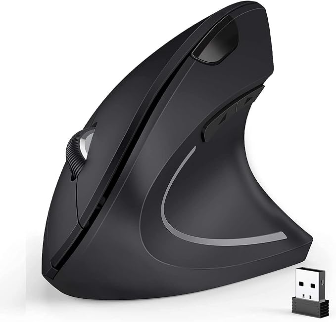 Ergonomic Mouse, 2.4G Optical Wireless Vertical Mouse with 6 Buttons - 3 Adjustable DPI 800/1200/1600 for Laptop, PC, Computer, Desktop, Notebook etc, Specially for Right-handers